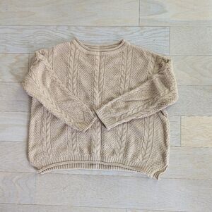 Elegant Beige Cable Knit Sweater